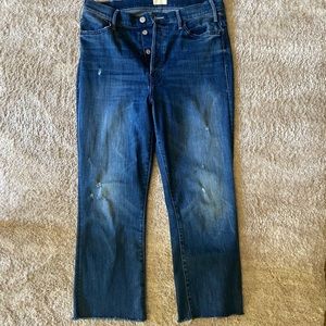 MOTHER skinny fringe ankle denim